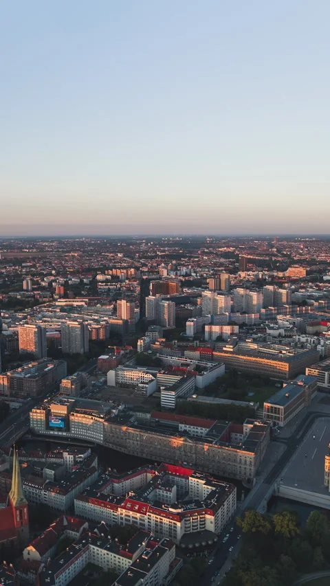 Vertical Video of Berlin, Germany, Vertical Aerial View Shot Stock Footage 310966831