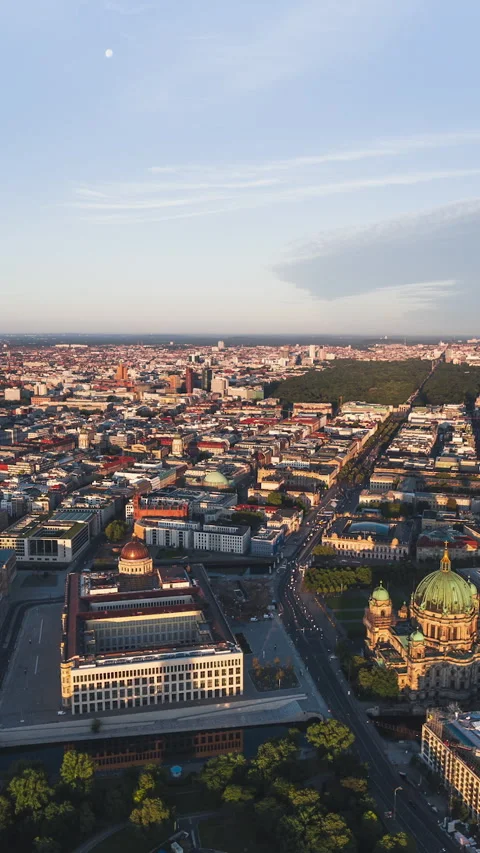 Vertical Video of Berlin, Germany, Vertical Aerial View Shot Stock Footage 310966850