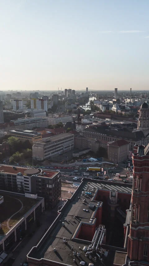 Vertical Video of Berlin, Germany, Vertical Aerial View Shot Stock Footage 310966877