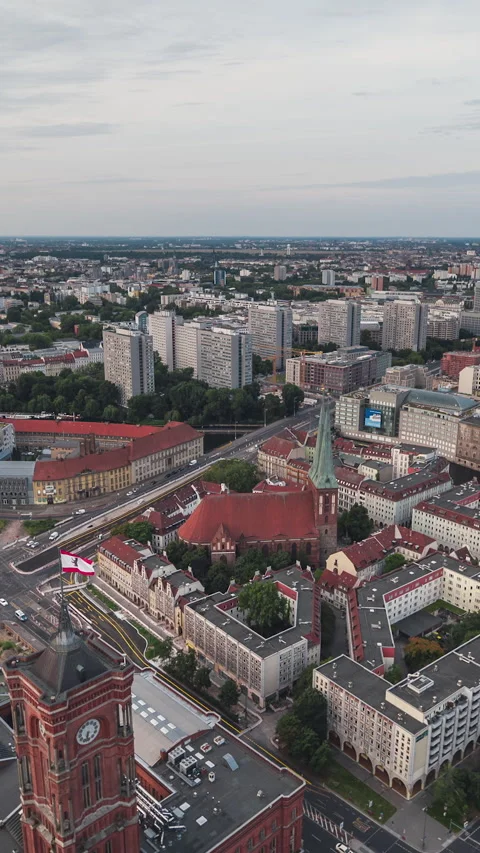 Vertical Video of Berlin, Germany, Vertical Aerial View Shot Stock Footage 310966903