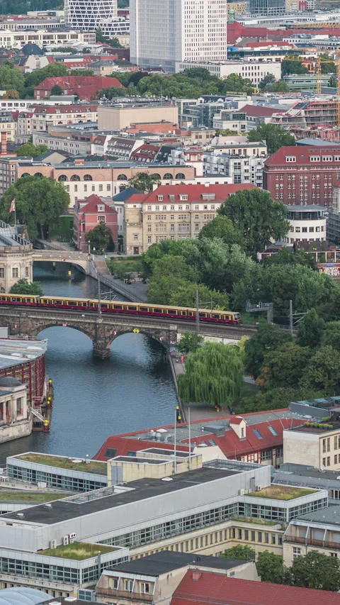 Vertical Video of Berlin, Germany, Vertical Aerial View Shot Stock Footage 310966945
