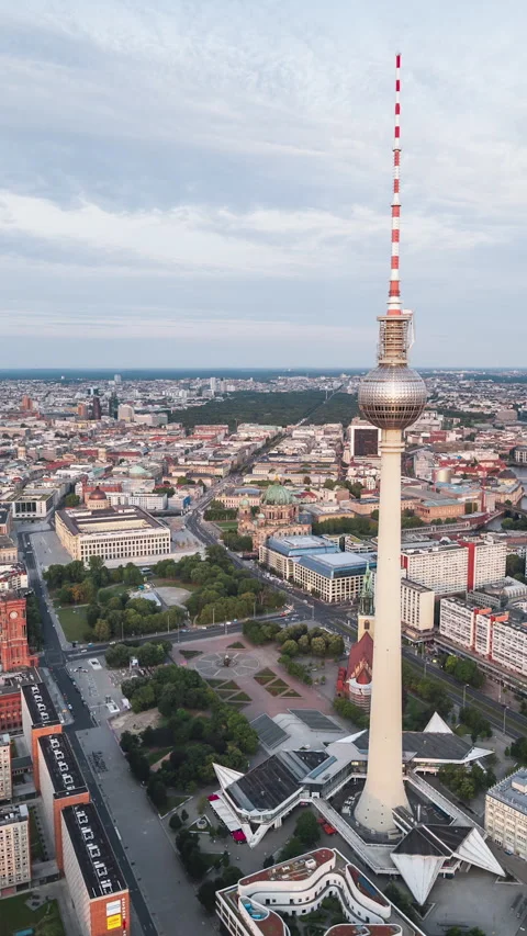 Vertical Video of Berlin, Germany, Vertical Aerial View Shot Video stock 310966967