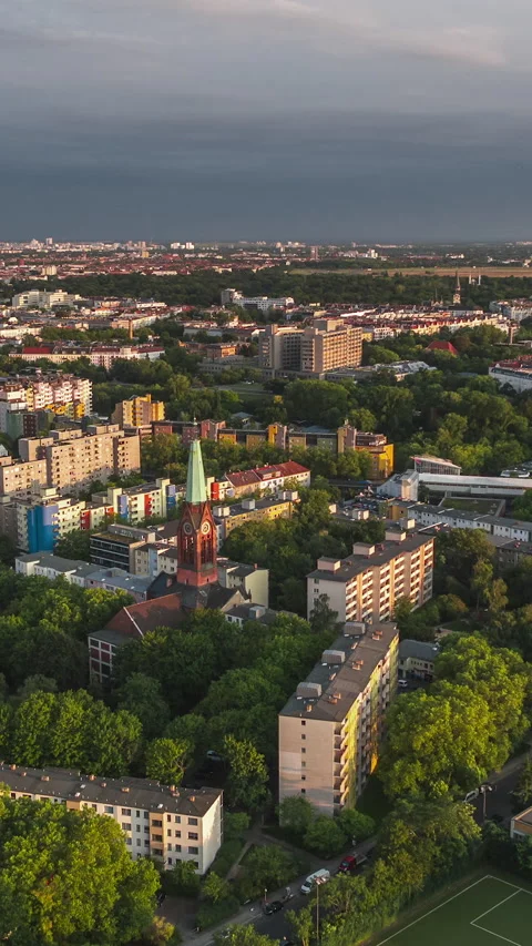 Vertical Video of Berlin, Germany, Vertical Aerial View Shot Video stock 311061986