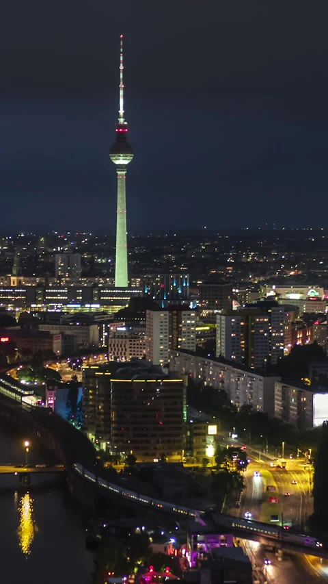 Vertical Video of Berlin, Germany, Vertical Aerial View Shot Stock Footage 311062071