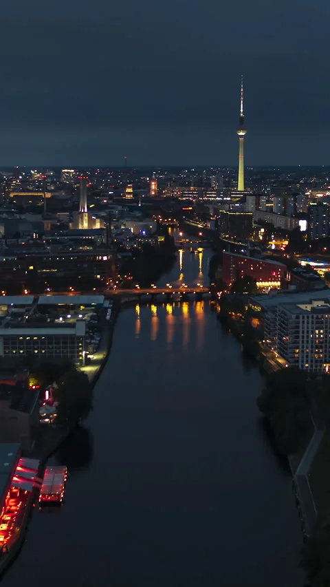 Vertical Video of Berlin, Germany, Vertical Aerial View Shot Stock Footage 311062206