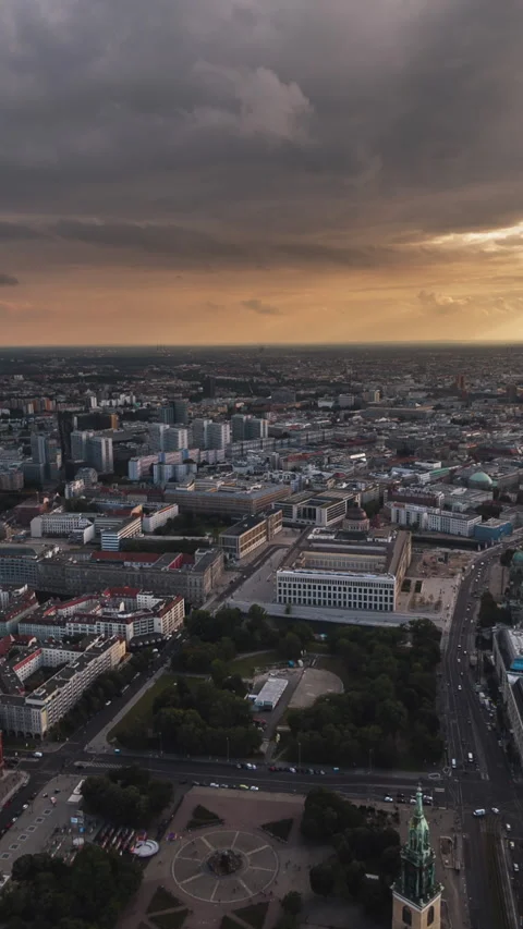 Vertical Video of Berlin, Germany, Vertical Aerial View Shot Stock Footage 311062353