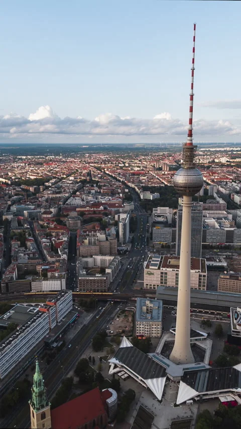 Vertical Video of Berlin, Germany, Vertical Aerial View Shot Stock Footage 311062382