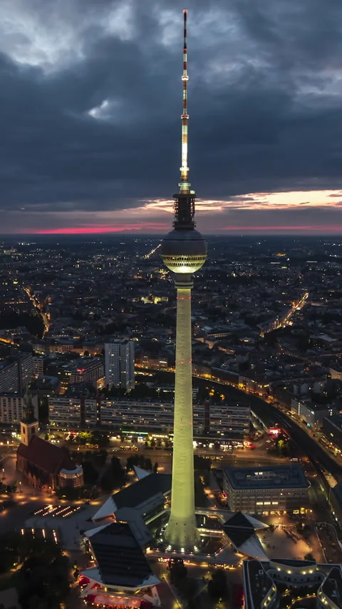 Vertical Video of Berlin, Germany, Vertical Aerial View Shot Stock Footage 311062398