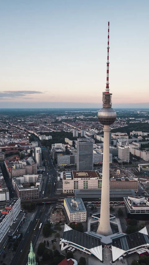 Vertical Video of Berlin, Germany, Vertical Aerial View Shot Stock Footage 311062467