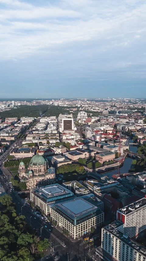 Vertical Video of Berlin, Vertical Aerial View Shot, day Stock Footage 267821995