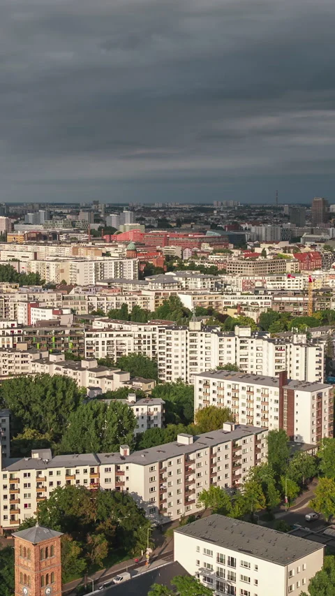 Vertical Video of Berlin, Vertical Aerial View Shot, sunset, sunrise, day Stock Footage 270767494