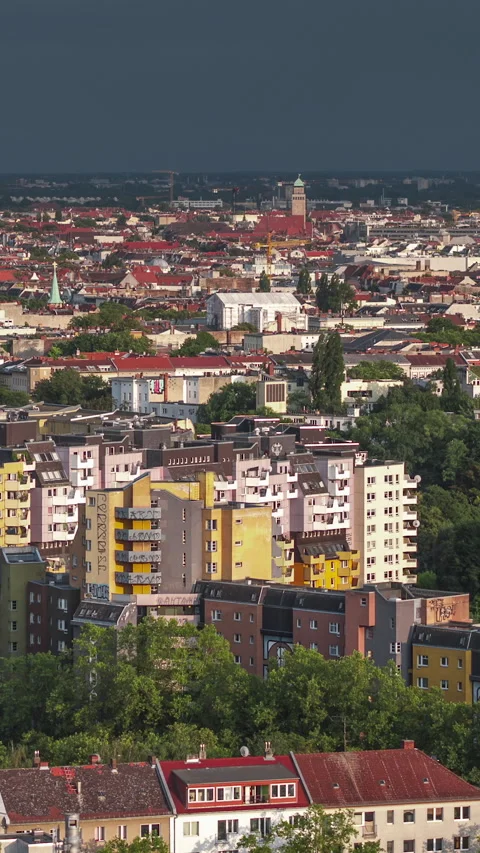 Vertical Video of Berlin, Vertical Aerial View Shot, sunset, sunrise, day Stock Footage 270767571
