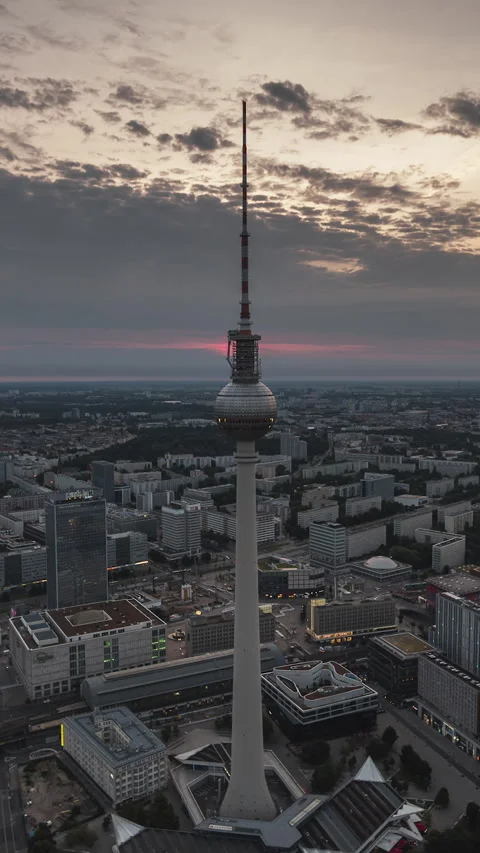 Vertical Video of Berlin, Vertical Aerial View Shot, sunset, sunrise, day Stock Footage 270768657