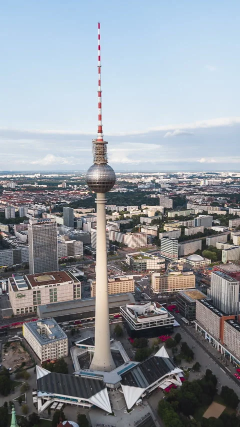 Vertical Video of Berlin, Vertical Aerial View Shot, sunset, sunrise, day Stock Footage 270770571