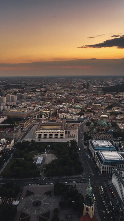 Vertical Video of Berlin, Vertical Aerial View Shot, sunset, sunrise, day Video stock 270772805