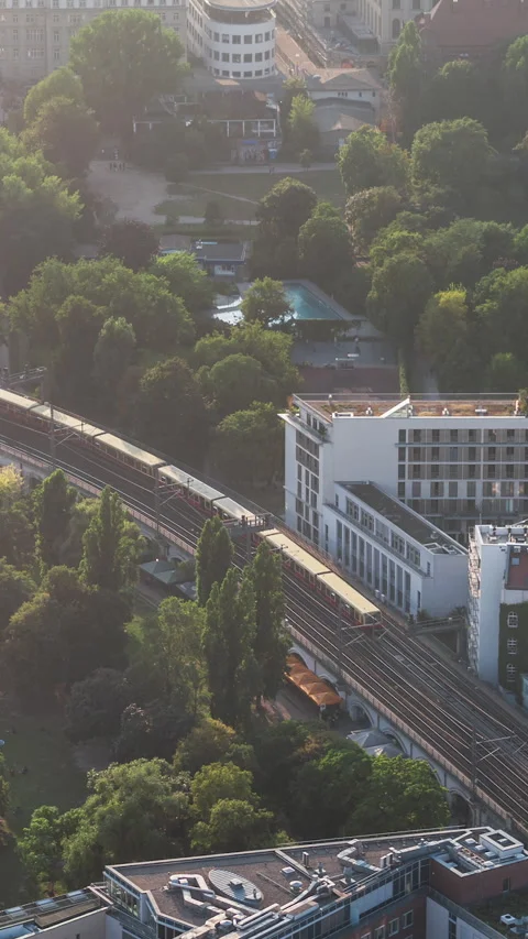 Vertical Video of Berlin, Vertical Aerial View Shot, sunset, sunrise, day Stock Footage 270773631