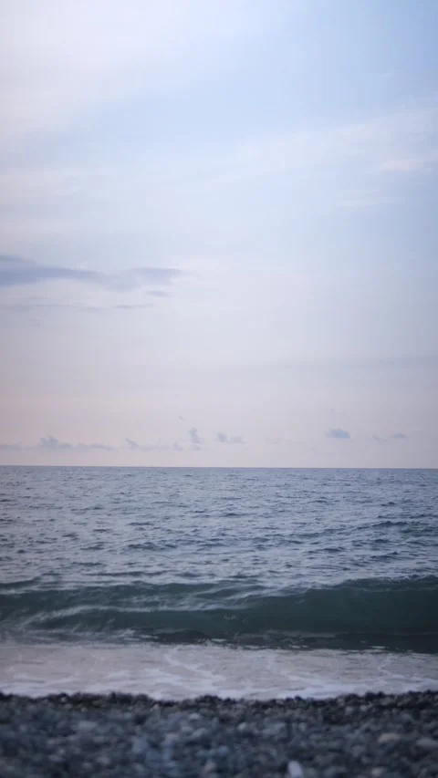 Vertical video. Big waves passes in calm ocean along the west coast of Norway. P Stock Footage 162152732
