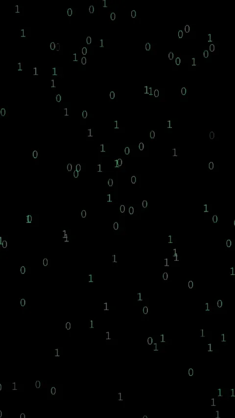 Vertical video. Binary Code of Green Ones and Zeros Falling Vertically on a Stock Footage 281456531