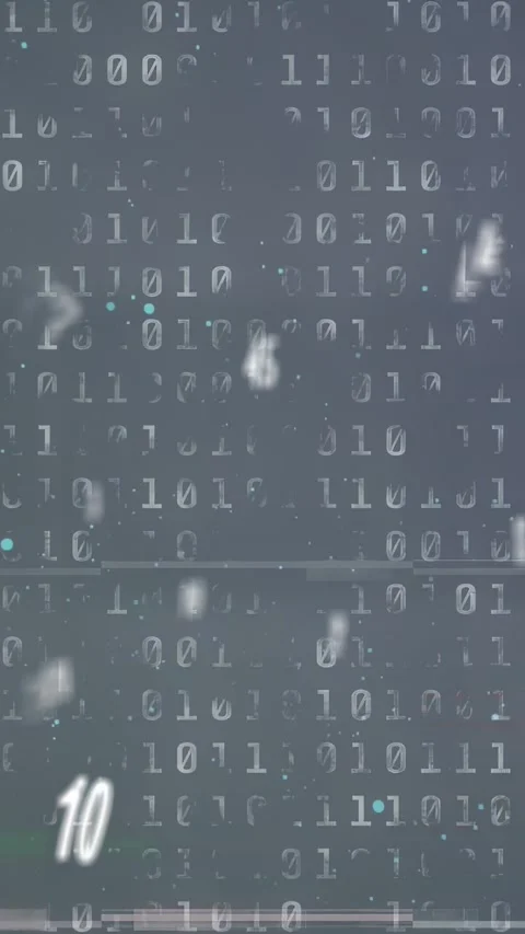 Vertical video: Binary matrix showing green bar causing 67 emerging numerals Stock Footage 334770995