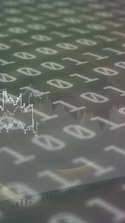 Vertical video: Binary plane moving as glow starting line appearing, growing, Stock Footage 334836796