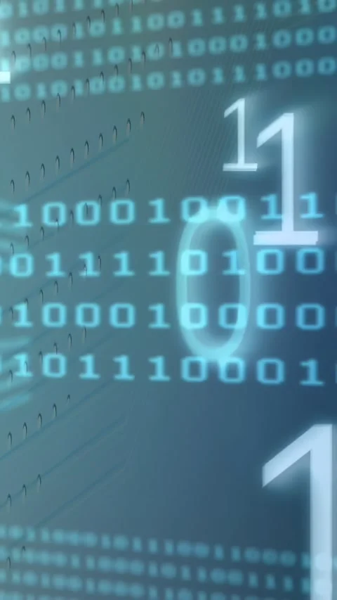 Vertical video: Binary stream pulsing on data pulse, drifting and showing flow Vídeos de archivo 329840338