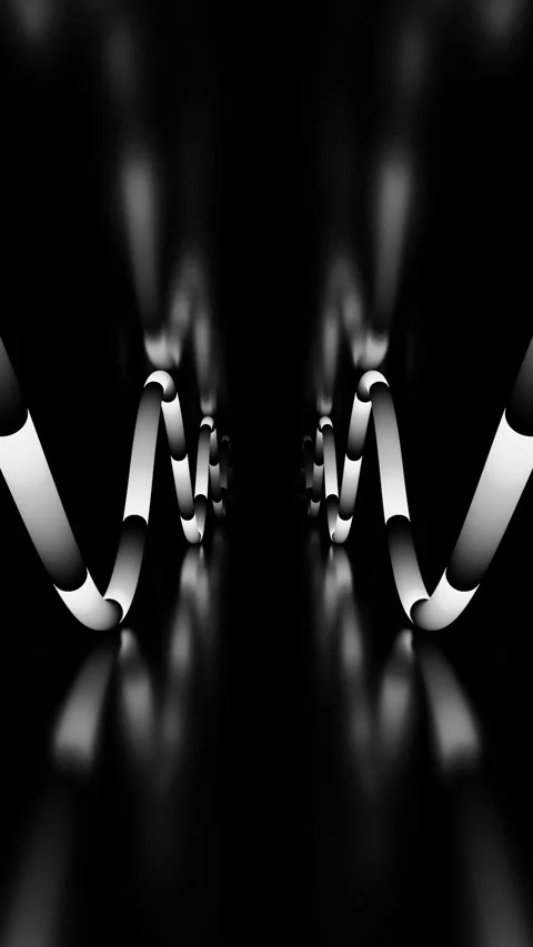 Vertical video black and white wave pipes in tunnel loop animation Stock Footage 239919475