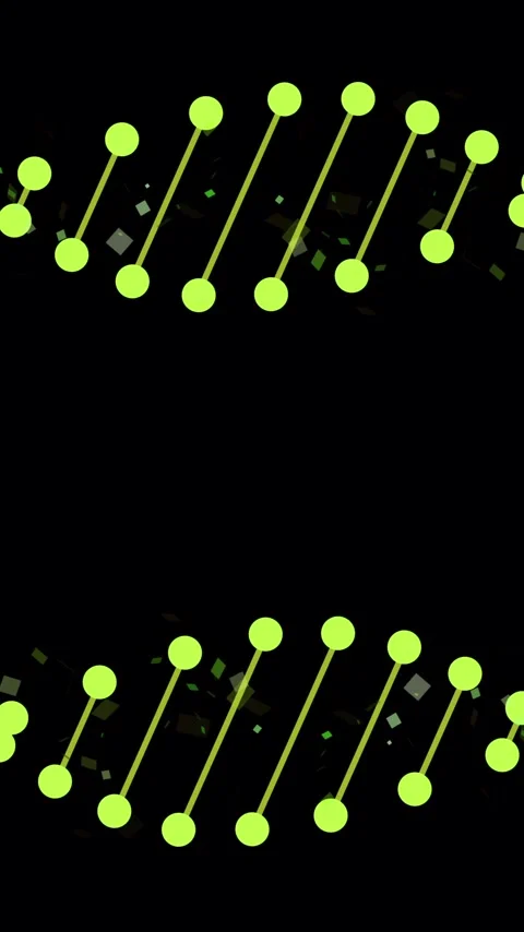 Vertical video: Black frames ending, two neon node strands emerging and swaying Stock Footage 348492384