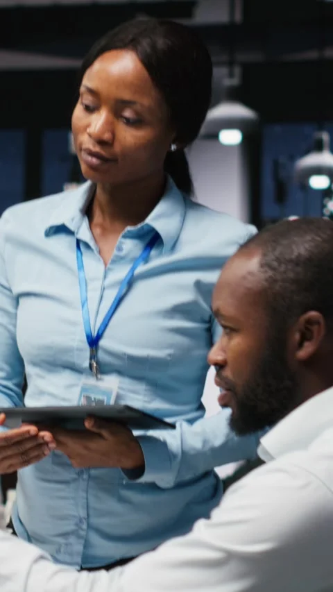 Vertical Video Black IT engineers team developing app and software algorithm on 스톡 동영상 318560494