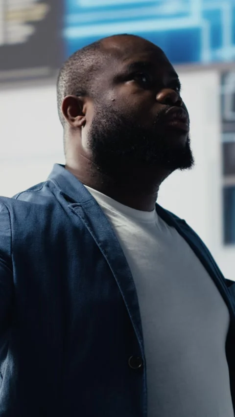 Vertical Video Black professional software engineer programming for tech Stock Footage 312123793