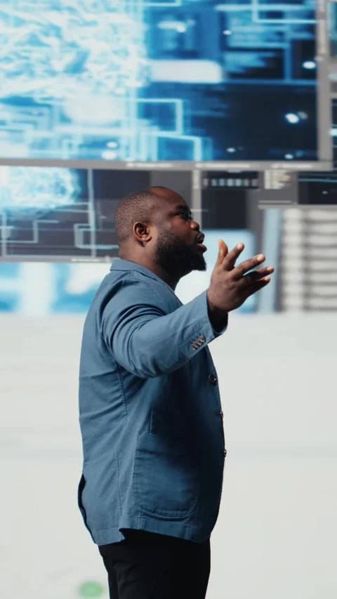 Vertical Video Black professional software engineer programming for tech Stock Footage 312178363