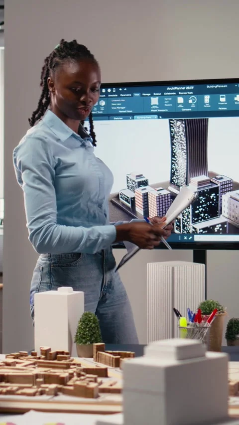 Vertical Video Black property developer discussing residential project Stock Footage 316343398