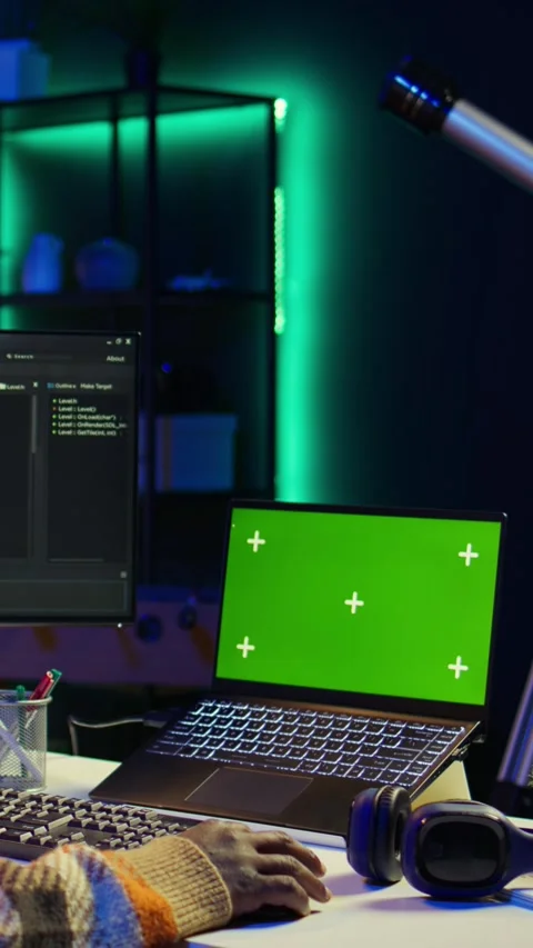 Vertical Video Black web developer handling database servers for safety with Video stock 319567843