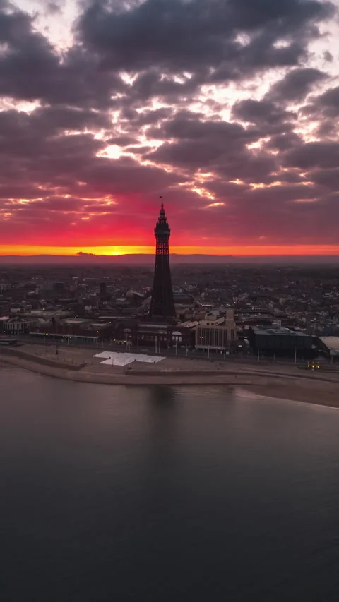 Vertical Video of Blackpool, Vertical Aerial View Shot Stock Footage 270775292