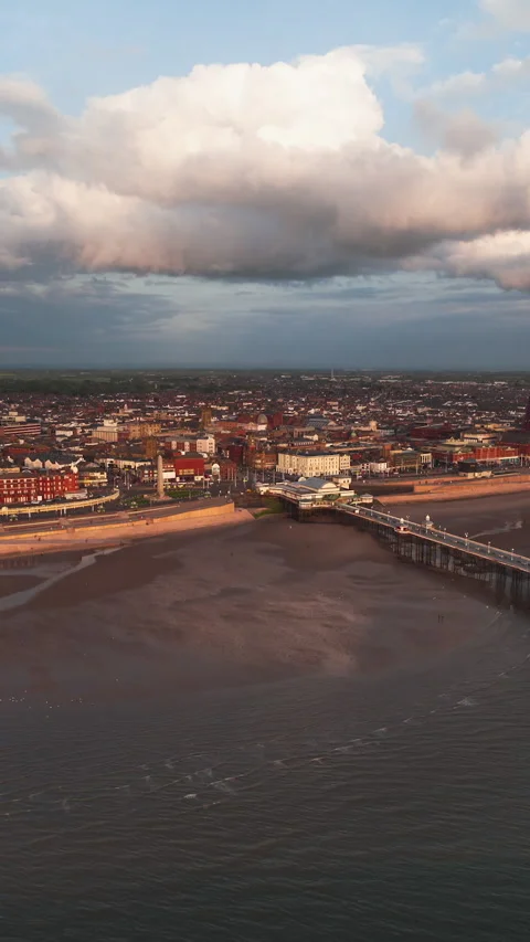 Vertical Video of Blackpool, Vertical Aerial View Shot Stock Footage 270775321