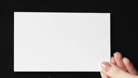 Vertical video blank card hands white paper set 2 Vidéo 234481067