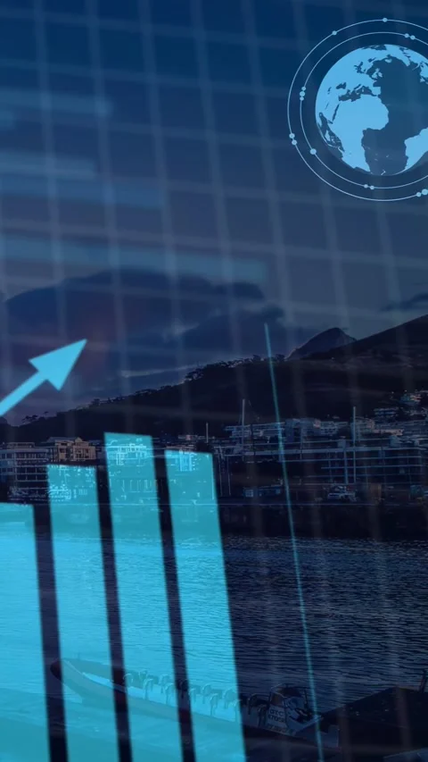 Vertical video: Blue HUD animating after data pulse, changing numerals, rising Stock Footage 334771132