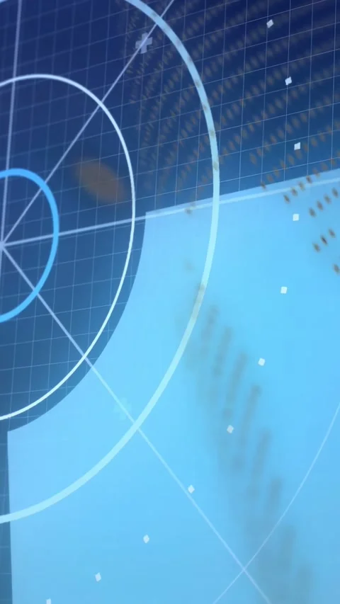 Vertical video: Blue plane entering right creating parallax, radar HUD holding Vidéo 333006127