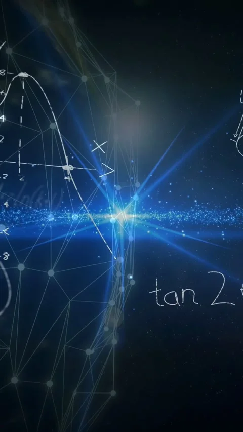 Vertical video: Blue point glowing, igniting particle band growth, mesh nodes Stock Footage 335802825
