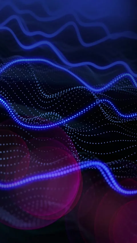 Vertical video: Blue waves and mesh moving magenta glow rising white flare Stock Footage 329961402