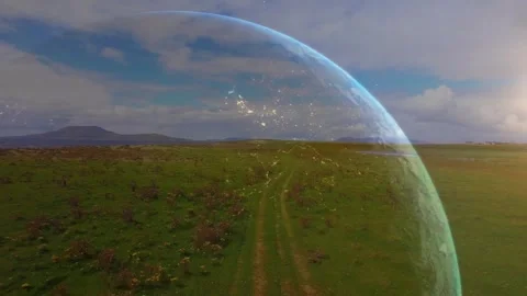 Vertical video: Bluish dome brightening and sparkling as camera moving on dirt Stock Footage 331820450