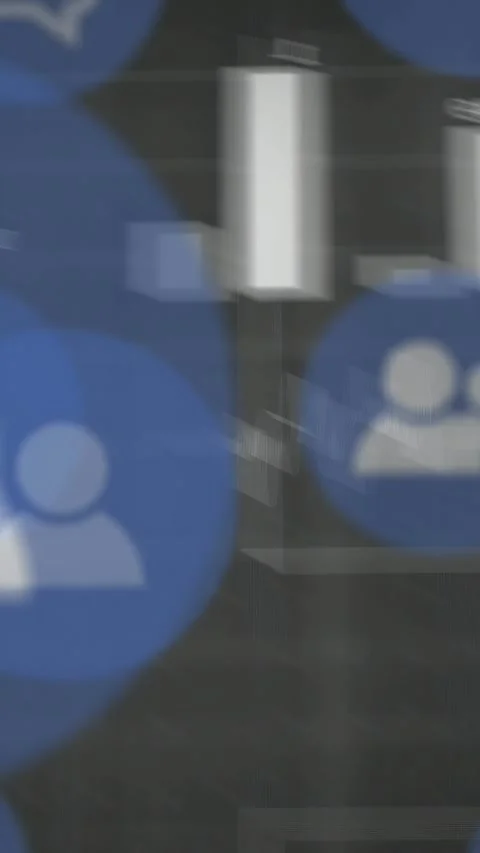 Vertical video: Blur fading starting dashboard showing bars, line, floating Stock Footage 340133354
