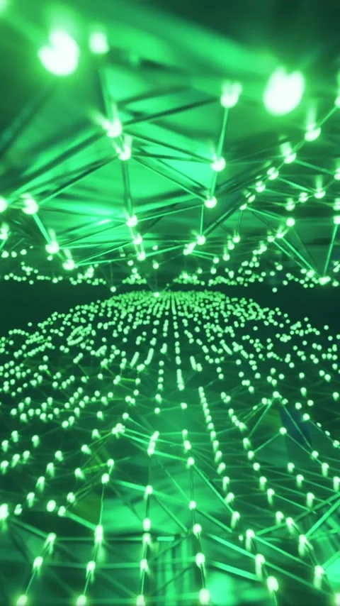 Vertical video: Blur resolving, viewpoint tilting and moving over green node Stock Footage 348376330