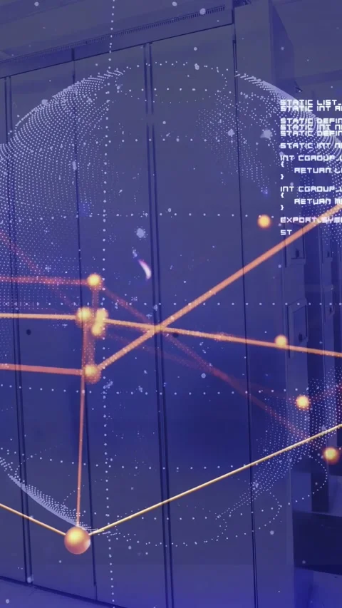 Vertical video: On boot dotted globe rotating, nodes pulsing, lines shifting, Stock Footage 333036530