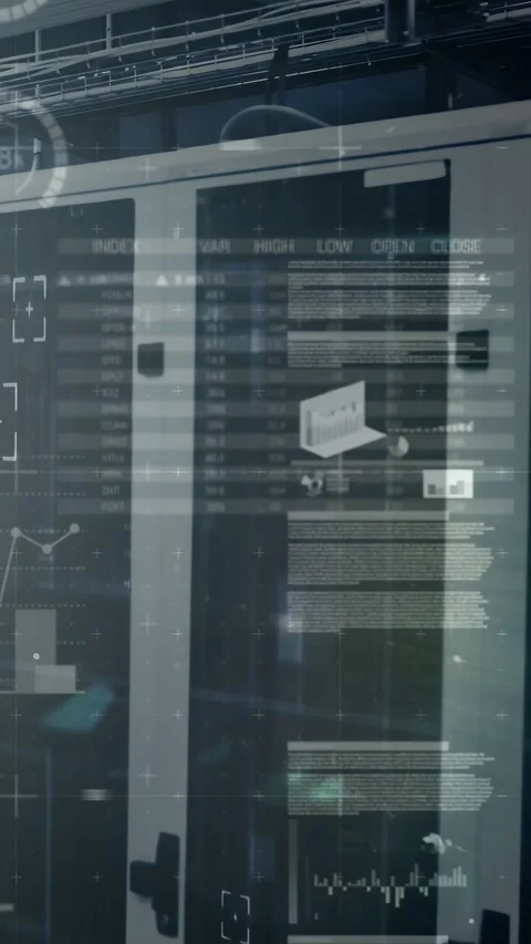 Vertical video: On boot server rack running auto scan monitoring system health, Stock Footage 332748022