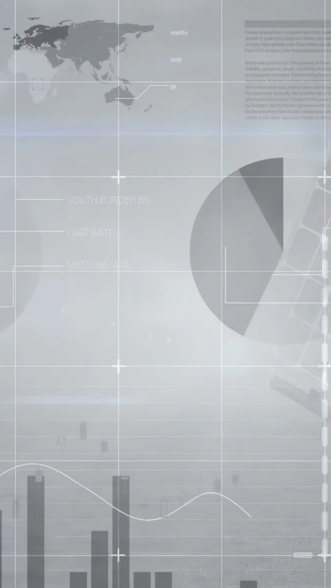 Vertical video: Booting data UI animating over fog site showing pie bar charts, Stock Footage 334602778