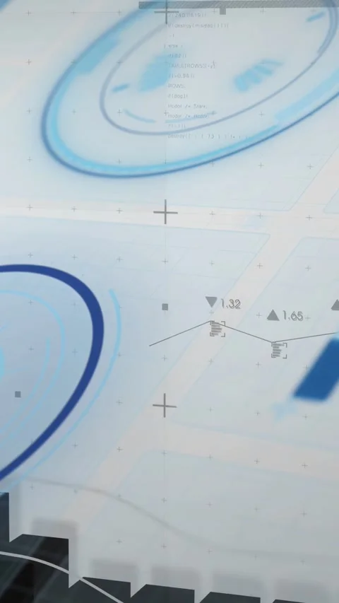 Vertical video: Bottom bars rising, HUD elements shifting and tracing sine to Stock Footage 333006184