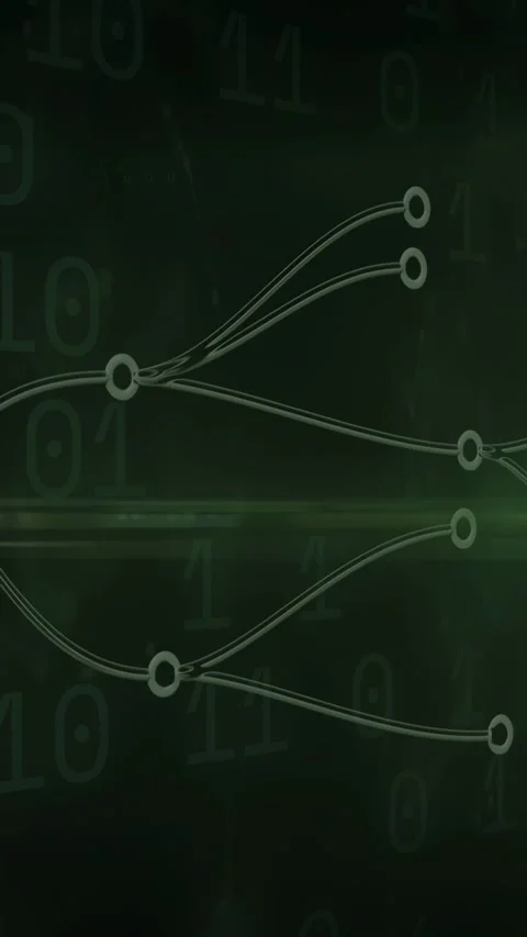 Vertical video: Branching network flexing as light band sweeping right, lighting Stock Footage 340133226