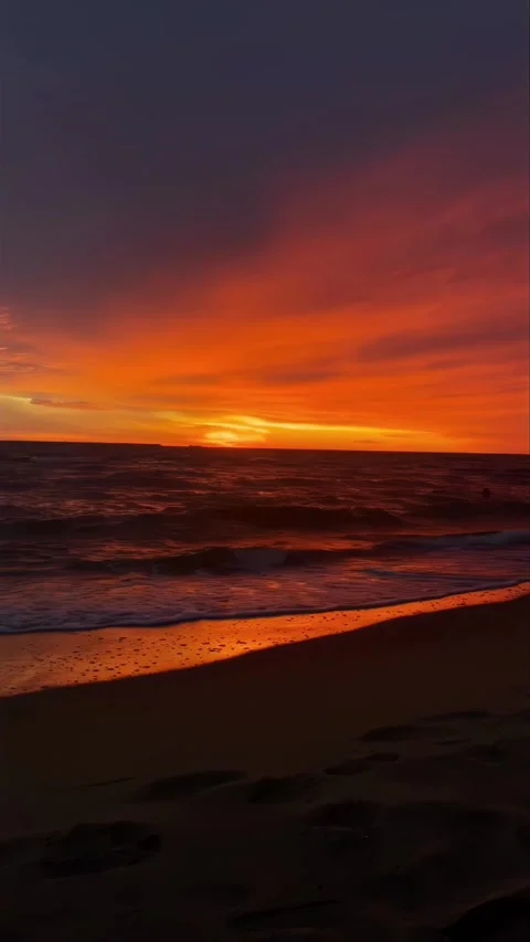 Vertical video Breathtaking Sunset Over the Ocean with Golden Reflections Stock Footage 308808242