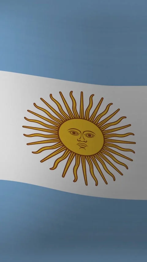 Vertical video: Breeze starting, close-up blue-white-blue flag rippling, gold Stock Footage 348384295