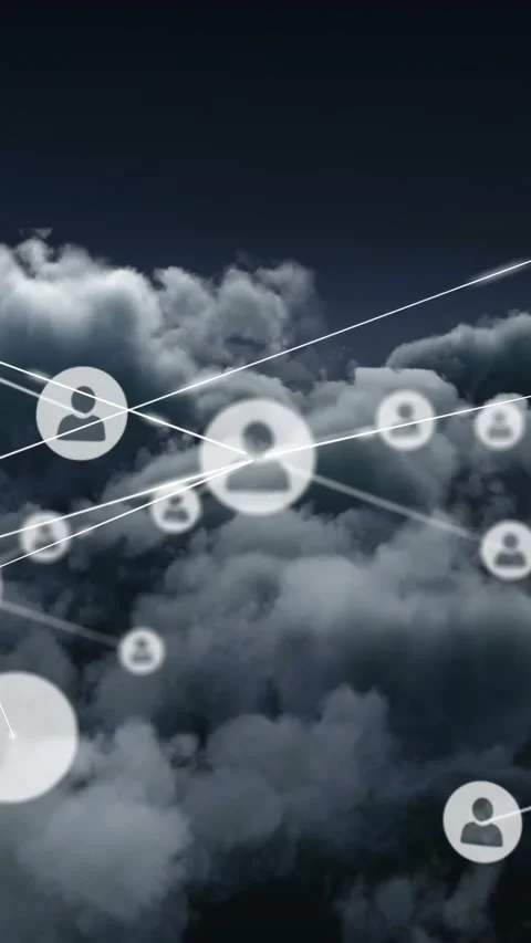 Vertical video: Bright node appearing left, avatars floating, linking, glowing 스톡 동영상 331077462